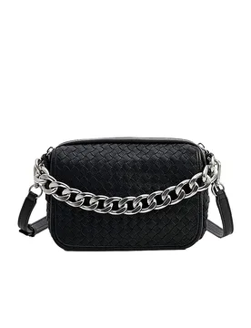 Sac en cuir - Sac bandoulière EMILY WEAVE noir - LES VISIONNAIRES - FashionsVida