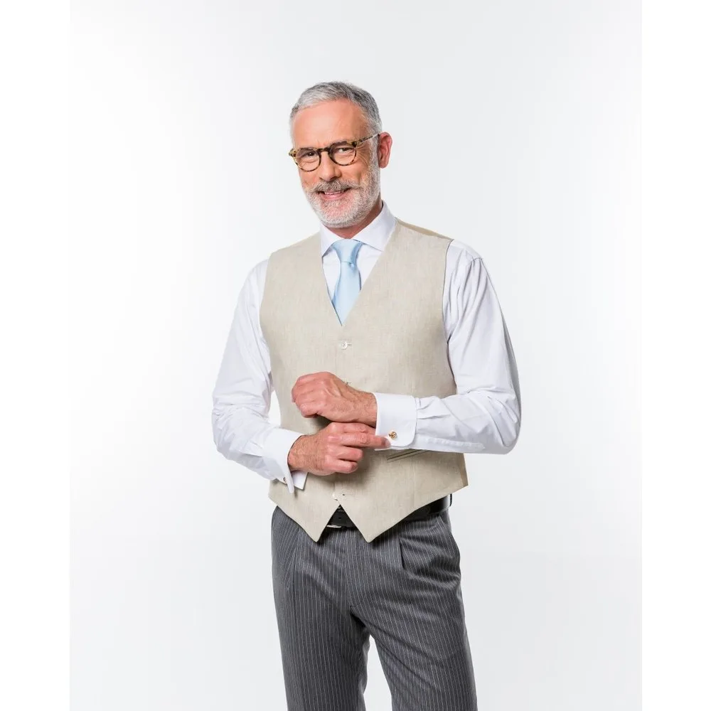 Chaleco de hombre 100% lino en clara - Wickett Jones - FashionsVida