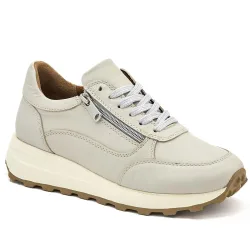 Womens Bertina Lace-Up Trainers - Off-White Leather - Size Uk 5