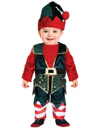 Weihnachtselfen Kostüm für Babies rot-grün