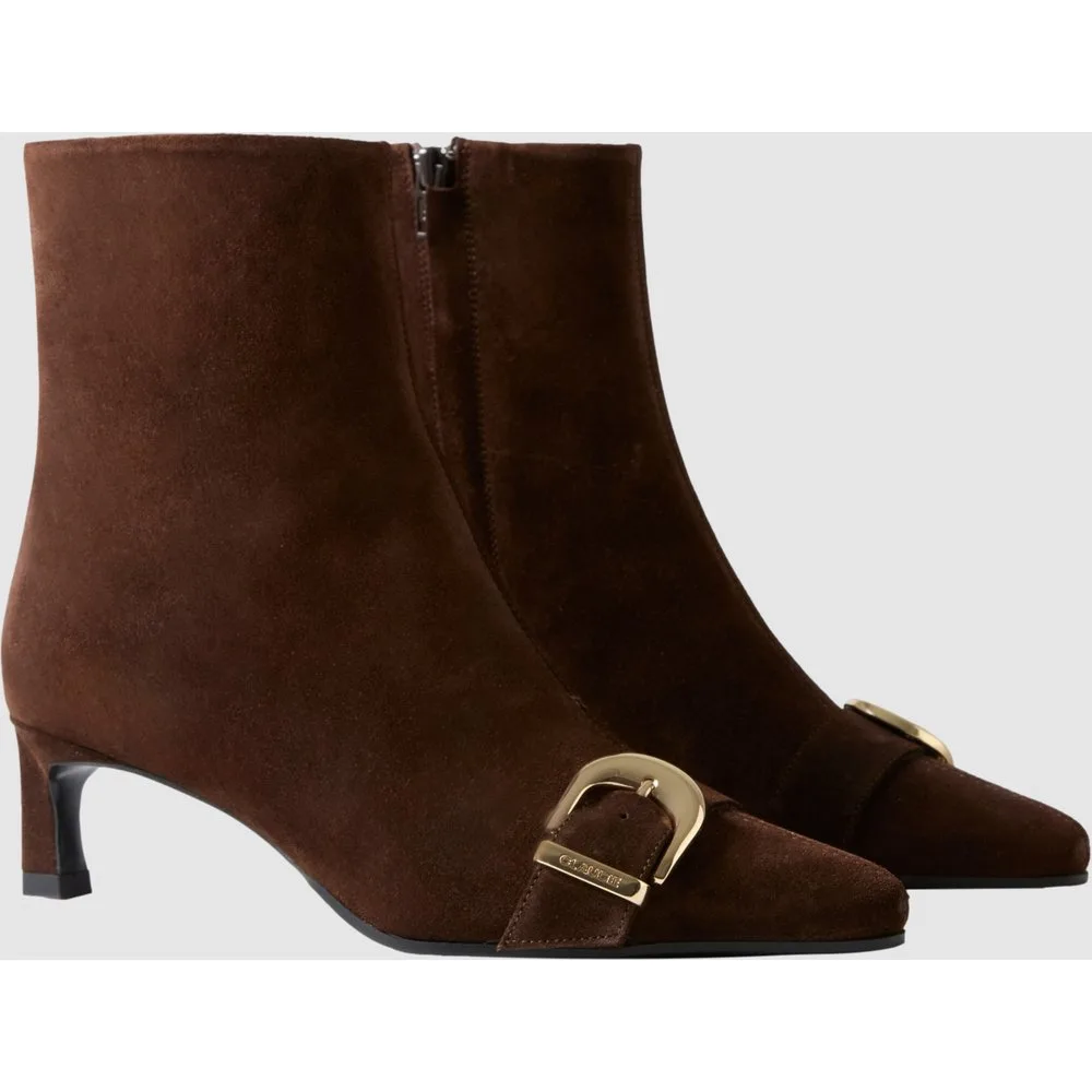 Botines básicos de mujer de piel con hebilla dorada - CLAUDIE PIERLOT - FashionsVida