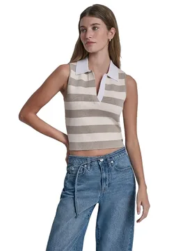 Polo Sans Manches Dw7000661 Pebble / Lemonlight XS - DKNY - FashionsVida