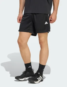 SHORT WORKOUT ESSENTIALS BASE 3-STRIPES PIQUE SHORT 7 inch S 18 CM Black / White - Adidas - FashionsVida