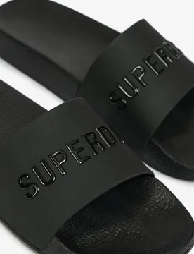 Superdry Damen Premium Metallic Pool Sliders Black - Größe: 7-8 - 34.99 - FashionsVida