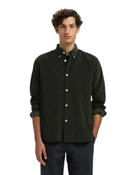 Chemise à Manches Longues Danni Cord Regular Fit Deep Forest XL - Selected - FashionsVida