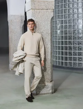 Jersey de hombre de c-semicisne cremallera liso algodón seda - Emidio Tucci - FashionsVida