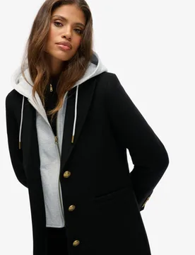 Superdry Damen Wollmischung Mantel im 2-in-1-Design Black - Größe: 40 - 199.99 - FashionsVida