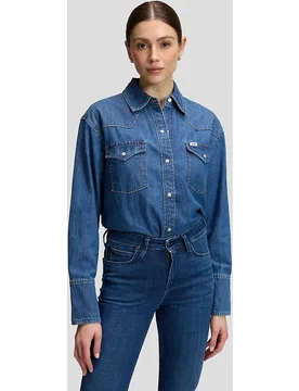 Camisa vaquera de mujer con canesús en punta y bolsillos con solapa - Lee - FashionsVida