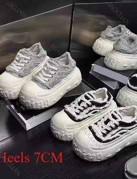 Luxury Thick Platform Sport Shoes Women Lace up Canvas Chunky Sneakers Fashion Casual Height Increase Anti-slip Ladies Footwear - Aliexpress - FashionsVida