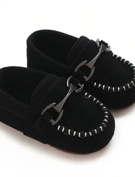 Mocasines para bebés con hebilla de metal negro, suela blanda antideslizante, zapatos pre-caminantes para recién nacidos, mocasines casuales retro s - Shein - FashionsVida