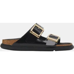 Sandalias mujer Arizona hebilla cuadrada cuero natural esmaltado