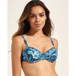 Top de bikini de capacidad con escote medio