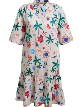 SHORT COLLAR DRESS VOLANT HEM female - XS - FashionsVida