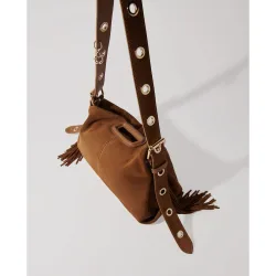 Bolso de mujer de hombro miss m de ante con solapa multiposición mediano