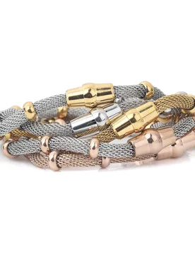 High Quality Three Color Stainless Steel Clasp Bracelets With Charms Cable Mesh Chain Bracelet for Men or Women Jewelry - Aliexpress - FashionsVida