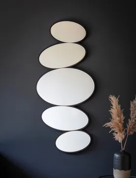 Anderson Pebble Stack Extra Large Wall Mirror Black - Gallery Direct - FashionsVida