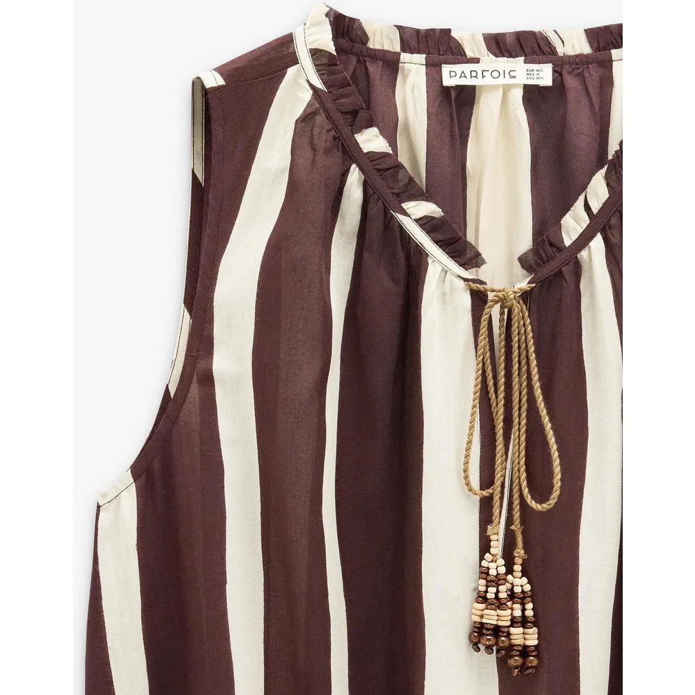 Vestido largo 100% modal con estampado de rayas - Parfois - FashionsVida