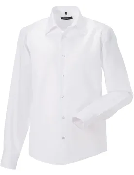 Collection Mens Long Sleeve Tailored Ultimate Non-Iron Shirt (White) Cotton - Size 17 Inch - Russell athletic - FashionsVida