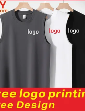 Cotton Heavy-Duty Sleeveless T-Shirt Custom Printed Logo Embroidery Outdoor Fitness Vest Breathable and Sweat Absorbing - Aliexpress - FashionsVida