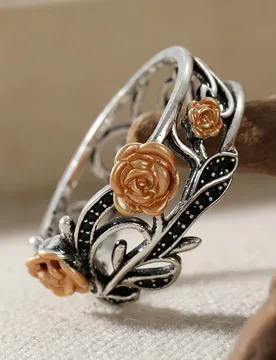 Retro Style Rose Vine Shape Ring Ladies' Dark Style Hollow Out Carving Metal Ring Fashion Styling Accessories Jewelry - Aliexpress - FashionsVida