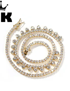 CZ Romantic 3mm Tennis Chain With A Row Small Zircon Heart Pendants Necklace Luxury Match Formal Dress For Women Party Wedding - Aliexpress - FashionsVida