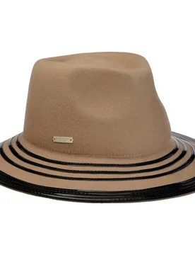 Shiny Details Fedora Wool Hat by - camel - Damen - Size: One Size - Seeberger - FashionsVida