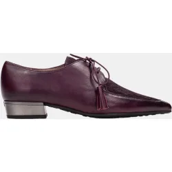 Zapatos de mujer blucher en piel con pelo en el empeine