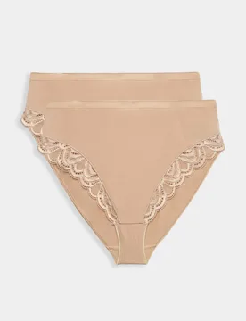 Pack Amelia Lace Cotton Rich Shaping Knickers Rose Quartz female - M&S - FashionsVida