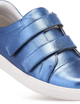 Gigi - Sale Women's Extra Wide Shoes for Swollen Feet - Blue Metallic - Size: 6 XXW - Cosyfeet - FashionsVida