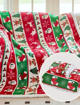 Elk Wearable Blanket Red Flannel Christmas Tree Snowmen Warm Fuzzy Soft Throw For Christmas Decor Gift - One Size - OLAOLA - FashionsVida