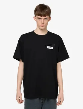 T-shirt Nera in Cotone con Logo Tape - MM6 Maison Margiela - FashionsVida