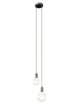 Cables Suspension Luminaire Multiple 2 Falls With Light Bulb Satin Titanium One Size - Creative - FashionsVida