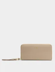 Personalised Faux Leather Zip Around Purse Taupe female