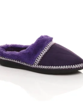 Women's Flat Heel Slippers in Purple Size: 5 - Purple - Size: 5 - Ajvani - FashionsVida