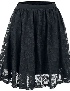 Gothic Kurzer Rock - Lace Covered Skirt - S bis 3XL - für Damen - Größe 3XL - schwarz - Frauen - female - Gothicana by EMP - FashionsVida