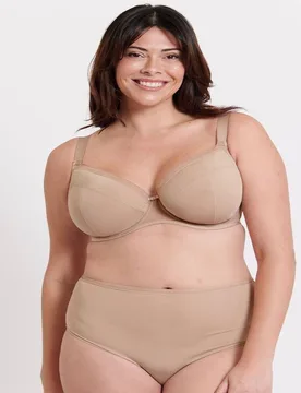 Women's Josie Low Neck Plunge Bra Underwired Lingerie in Beige Size: 36GG - Beige - Size: 36GG - Flirtelle - FashionsVida