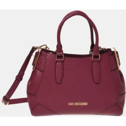 Bolso de mano bandolera liso con detalle metálico dorado en los laterales y logo en el delantero