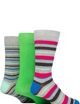 Mens 3 Pair SOCKSHOP Patterned Spots and Stripes Bamboo Socks Stripey Light Grey 7-11 - Grey - Size: 7-11 Mens - Wildfeet - FashionsVida