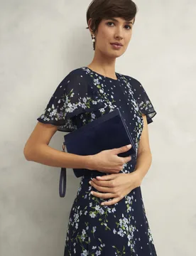 HOBBS Suede Pouch Navy female - Hobbs - FashionsVida