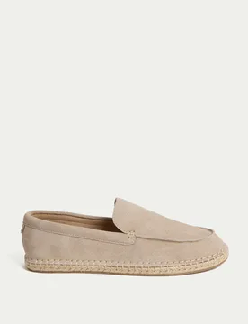 Suede Slip-On Espadrille Loafers Stone male - M&S - FashionsVida