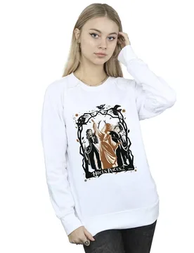Women's Hocus Pocus Birds Sweatshirt in White Size: 2XL - White - Size: 2XL - Disney - FashionsVida