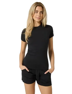 T-shirt à Manches Courtes Bio Slim Fit Jet Black M - super.natural - FashionsVida