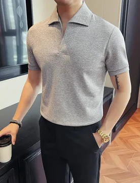 Men's Summer New Style Business Collar Polo Shirt Short Sleeve Knitted Lightweight Stretchable Versatile T-Shirt Top - Aliexpress - FashionsVida