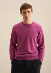 Rundhals Pullover , Uni Rosa/Pink L