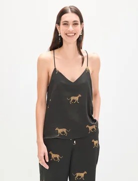 Top de mujer lencero en tejido satinado estampado - Lola Casademunt - FashionsVida