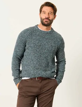 Cotton Rich Twist Jumper with Wool Teal male - Fatface - FashionsVida