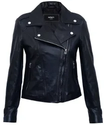 Women's Leather Biker Jacket-Tamale in Black Size: 16 - Black - Size: 16