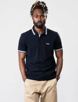 Paddy Contrast Mens Polo Nos - Blue Cotton - Size 5xl - BOSS Green - FashionsVida