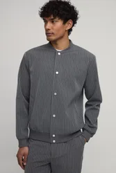 Mens Tailored Regular Fit Stripe Bomber Co-Ord Jacket - Charcoal - Size Medium