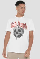 Unisex Snow White Bad Apple Skull T-Shirt, White Size: XL - White - Size: XL